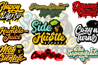 design custom logo urban streetwear tshirt typography lettering script font text