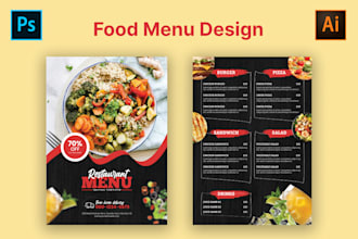 design amazing editable food restaurant menu