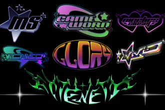 create a unique chrome futuristic y2k logo for your brand