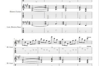 create guitar or bass sheet music and tablature for you