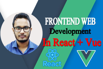 fix or develop react, vue js, bootstrap, tailwind css web app frontend developer