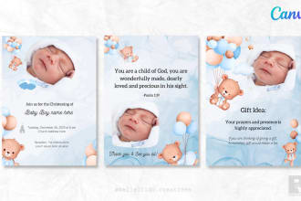 provide baby boy christening editable invitation template