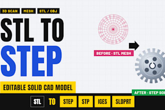 convert stl or obj files to step and solidworks cad files
