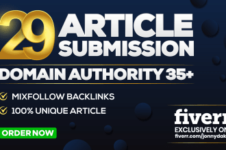create 29 article submission backlinks off page SEO