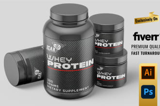 do premium supplement label packaging design 3d mockup