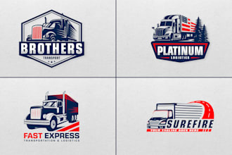 design logistics, transport, dispatching, trucking, shipping, car repair logo