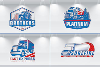 professional transport shipping logo design for you