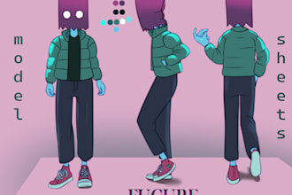 create a model sheet for your character in any style