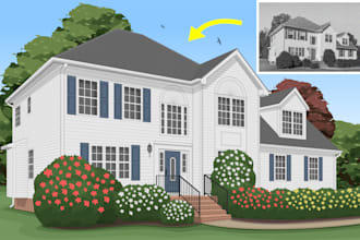 draw your old building or house photo into a stunning vector cartoon