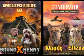 design premium dog breeding, puppy litter announcement