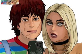 draw couples with semi anime or realistic art style