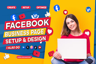 setup facebook business page, instagram, youtube, social media accounts create