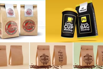 create best coffee pouch,bag,sticker,label packaging design
