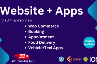 build e commerce website and mobile apps android ios with flutter API
