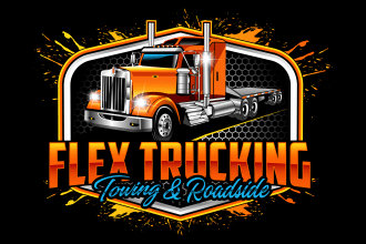 design trucking business transport dispatcher and towing trucking logo