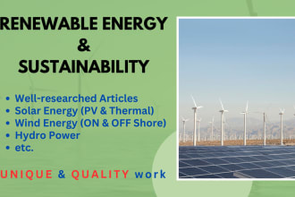 write well researched, unique articles in renewable energy