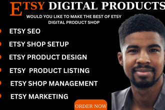 setup etsy shop for etsy digital products, design etsy digital planner and SEO