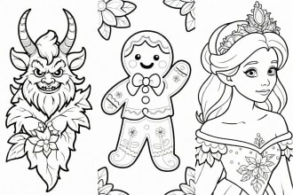 creat 10 pages  christmas coloring book  designs for all ages