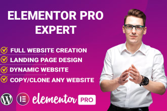 create wordpress website or landing page with elementor pro