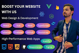convert figma to vue, react, next with firebase, responsive web app