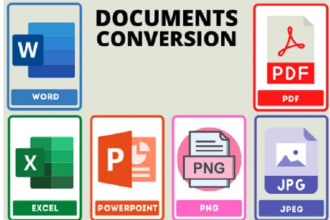 convert msword, excel to PDF and reverse within hours