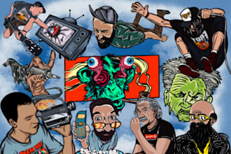 create skateboard sticker cartoon,tshirt logo for your brand