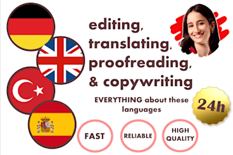proofread translate your documents in german, english, turkish, spanish in 24h