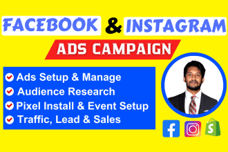 be your facebook and instagram ads campaign manager, run shopify fb ads