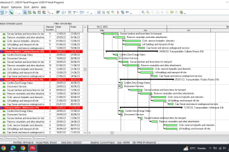 schedule gantt chart and wbs on ms project and primavera p6