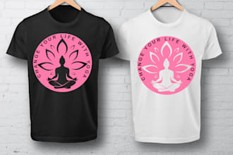 create unique t shirt designs for festival, yoga, sports, christmas