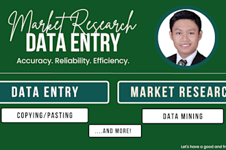 conduct market research and data entry