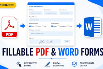 create, design fillable pdf form, word form