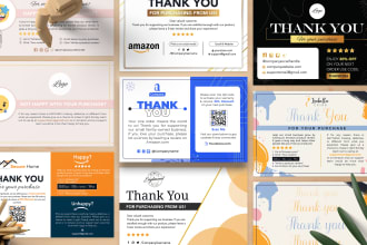 design amazon thank you card, product insert card, package insert card