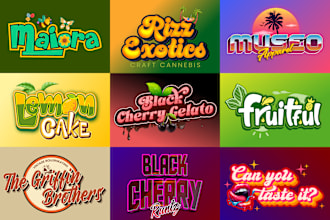 design a vibrant, fruity candy inspired typography logo for your flavor brand