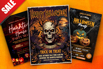 halloween party spooky flyer card post banner poster reel menu invitation ticket
