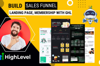 build sales funnel ghl, landing page, membership on go high level websites