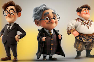 design 3d pixar style cartoon character, avatar logo banner ai art image editing
