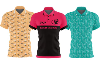 create prints pattern golf polo shirt and t shirt design and mockup for you