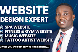 design tattoo, spa, gym or music artist website on wordpress