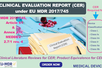 develop pms, ber, rmr, cer reports for medical devices