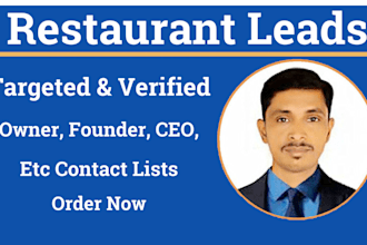 provide restaurant leads and owner, founder, CEO contact lists
