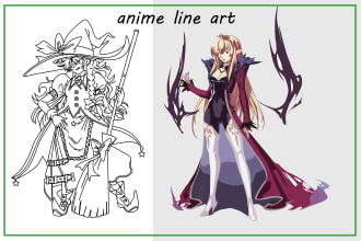 draw amazing line art anime figure and manga characters