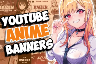 design an eye catching anime banner for youtube, twitch