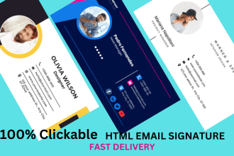 create clickable html email signature with different design