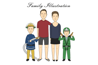 illustrate family portrait minimalist your own character