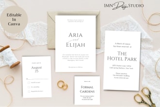 design wedding invitation template, detail, rsvp, monogram
