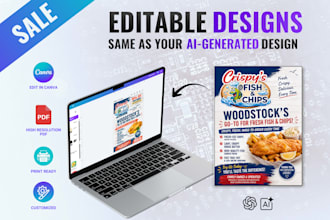 convert recreate redesign ai generated design, menu in editable canva template