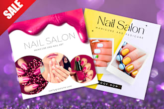 design nail salon menu, nail extensions price list,  beauty salon, flyer, post