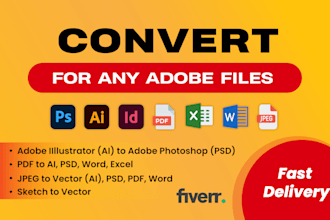 convert your sketch to vector tracing, redraw, ai, psd, pdf, jpeg, word
