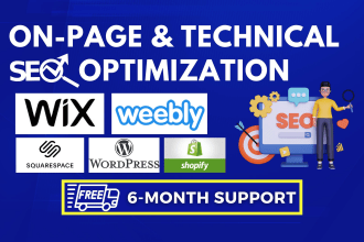 do technical on page SEO for weebly, wix, squarespace, shopify,  and wordpress